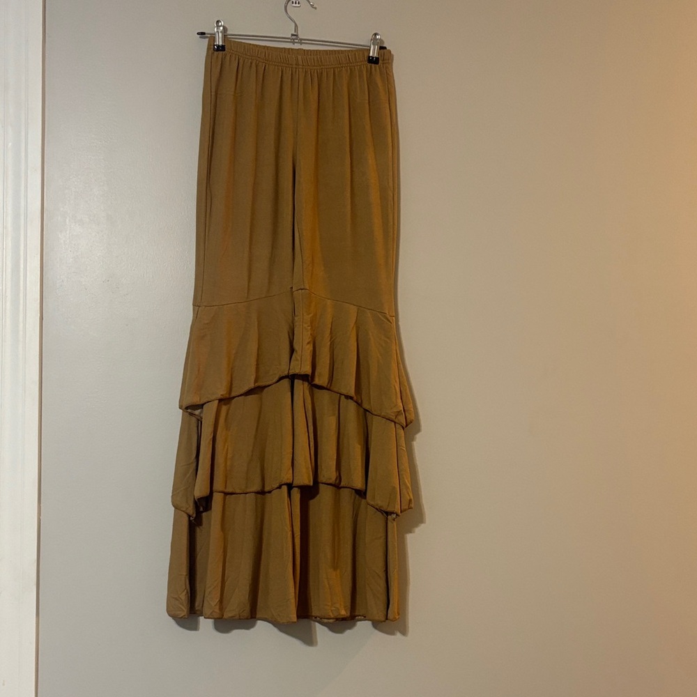 Hayden Tiered Wide Leg Pants in Tan
